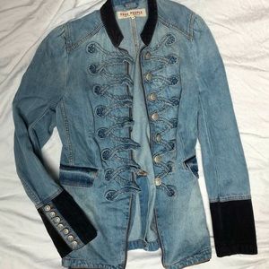 Sgt. Pepper Meets Free People Fab Denim Military Jacket - size Medium